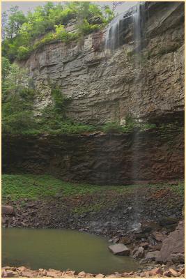 The falls from the bottom, 575 feet down
