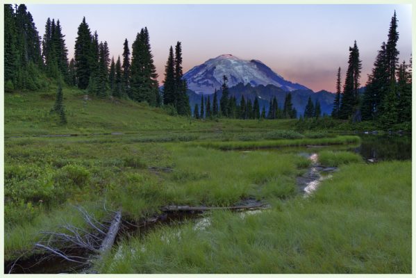 Sunrise at the meadow at Tipsoo Lake