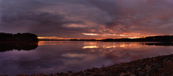 Panoramic of a Lake Lanier sunrise.