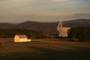 The Greenbank National Radio Observatory at dawn