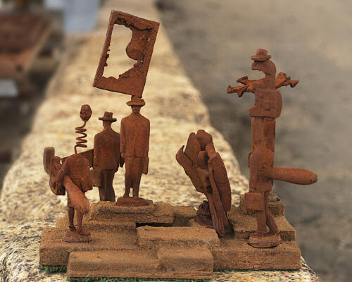 At the metalworking art studio