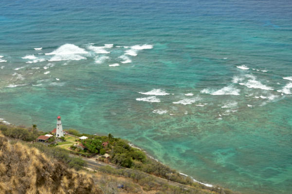 View of the lighthouse at the Diamondhead, taken from the lookout at top