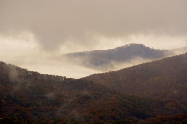 View from the Blue Ridge overlook in the park.  One of the few times the clouds broke.