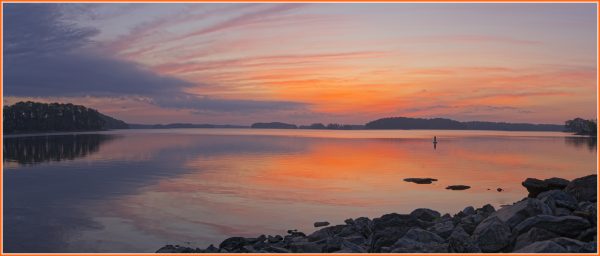Lake Lanier sunrise.  Three image panorama.