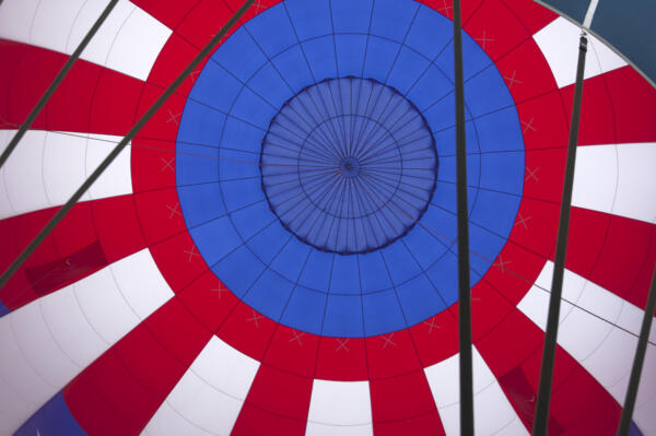 Looking up into an inflated balloon