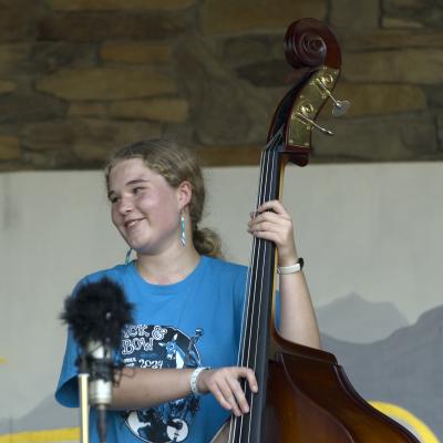 Clara on bass fiddle