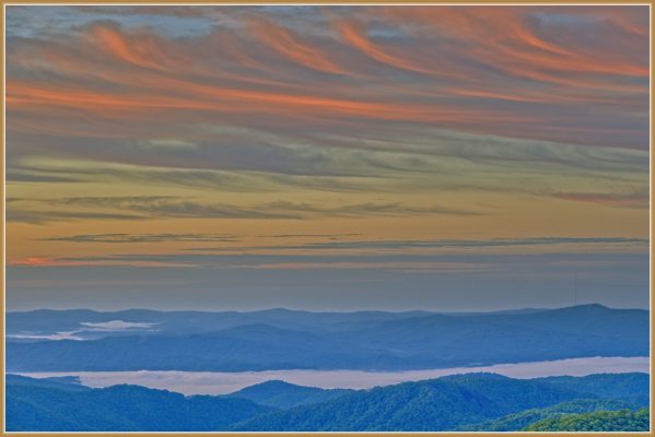 Morning twilight at the Pounding Mill overlook on the Blue Ridge Parkway