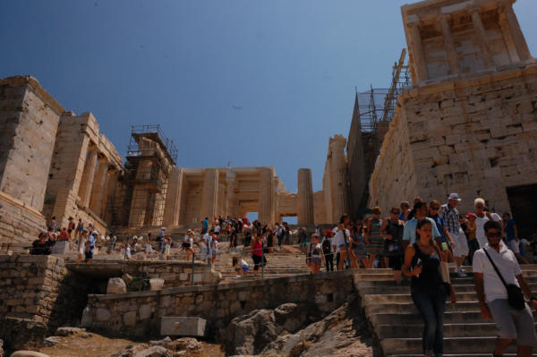 The climb up the Acropolis