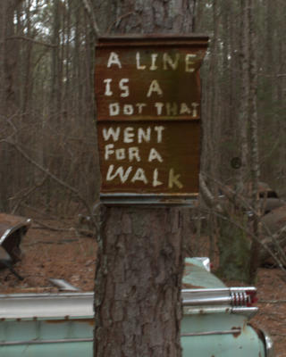 A fun sign, one of many on the property