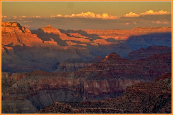 Just before sunset at Hopi Point, looking east