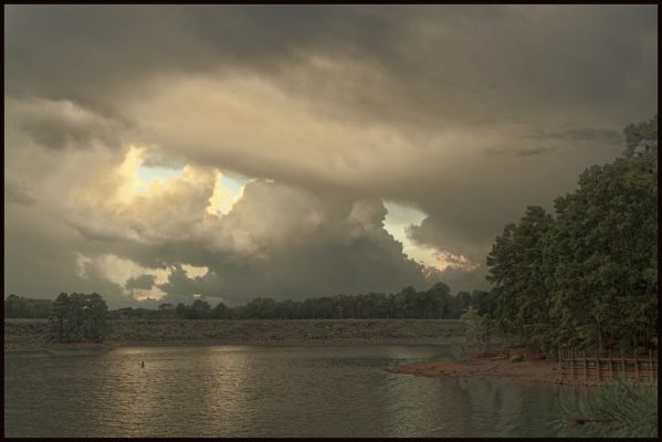 Storm clouds over Buford Dam
