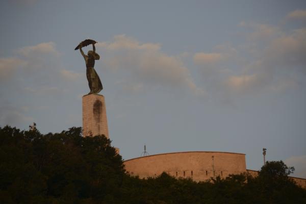 Russian victory memorial at sunrise
